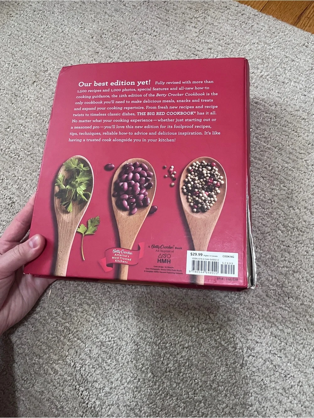 Betty Crocker Cookbook - Deep Red Cover with Spoon Graphics
